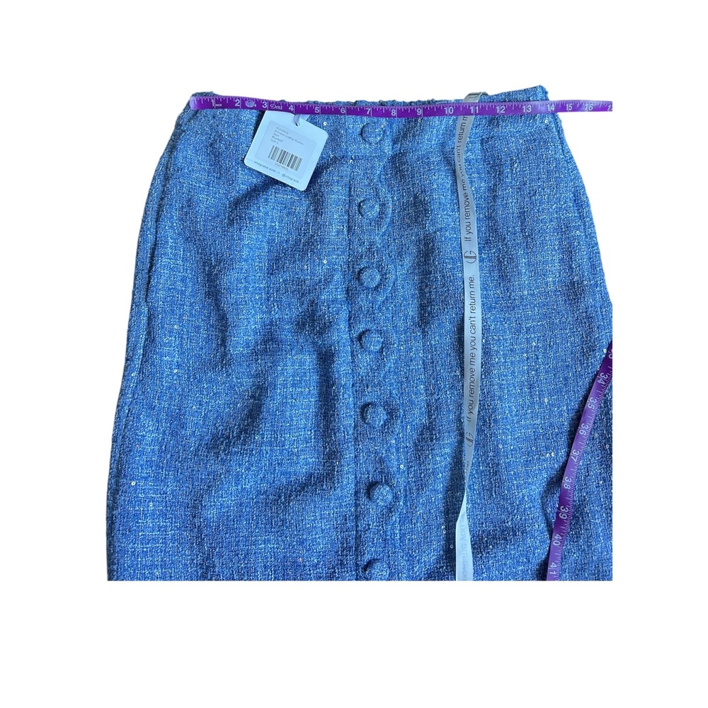 Vita Grace Adriana Scallop Button Skirt Bluebell Tweed Sequins Maxi Size L Nwt — image 8 of 8